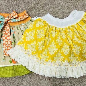Persnickety girls skirts sizes 7 and 8 NWT New yellow Green bow Lace twirl